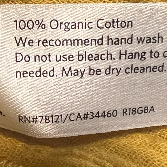 F. Eileen Fisher Organic Cotton Top L Yellow Blouse 3/4 Sleeve NWT $168 - Picture 9 of 11